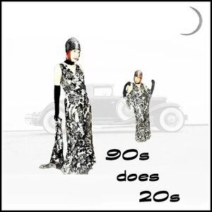 20s Deco Style Gown & Shawl STUNNING Beaded Fringe Formal - 90s Vintage Glamor